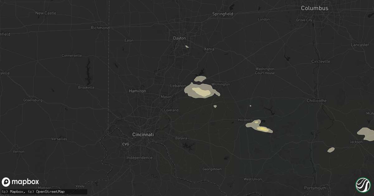 Hail map in Morrow, OH on August 22, 2026
