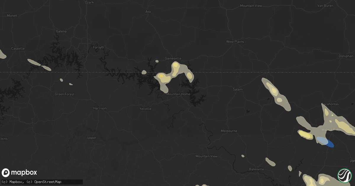 Hail map in Mountain Home, AR on August 22, 2026