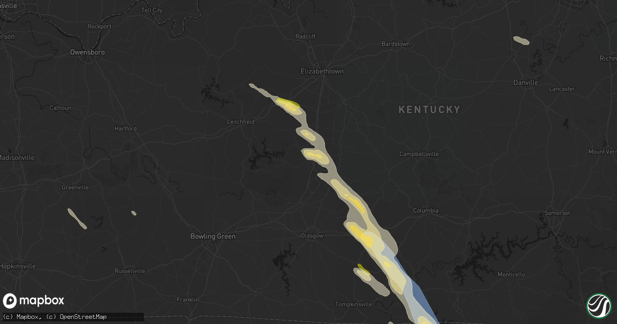 Hail map in Munfordville, KY on August 22, 2026