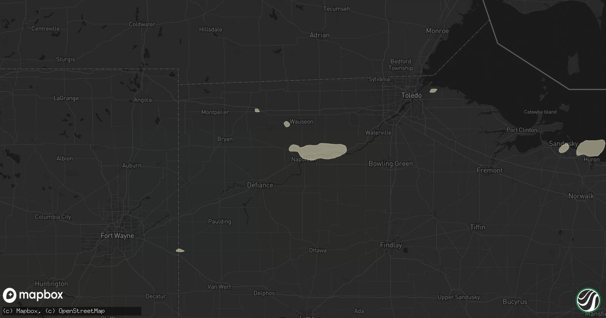 Hail map in Napoleon, OH on August 22, 2026