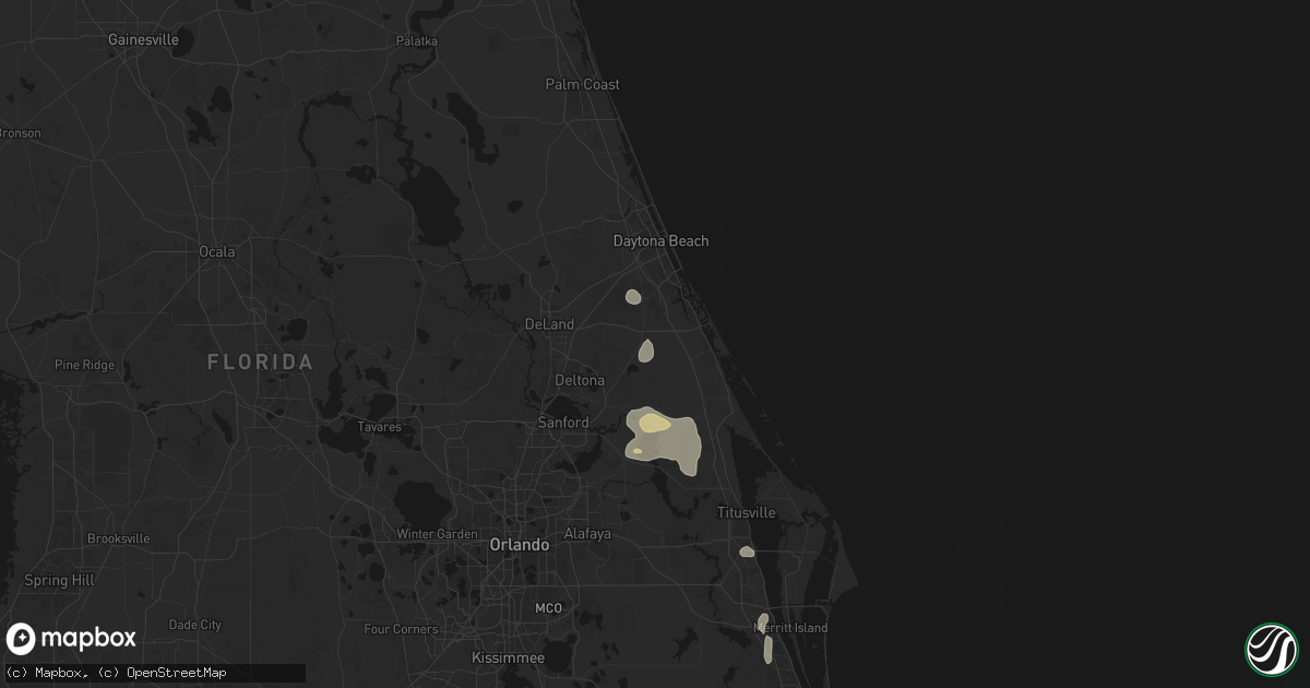 Hail map in New Smyrna Beach, FL on August 22, 2026