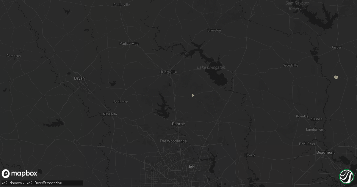 Hail map in New Waverly, TX on August 22, 2026