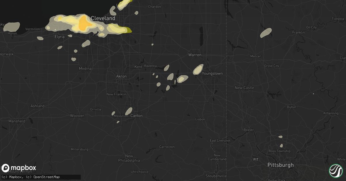 Hail map in North Benton, OH on August 22, 2026