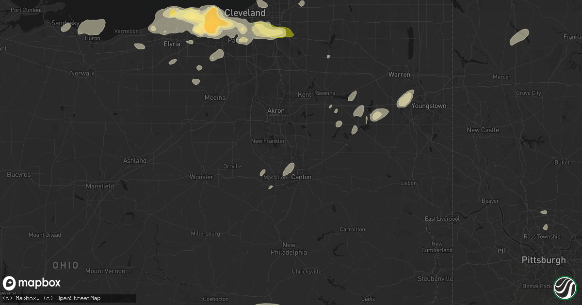 Hail map in North Canton, OH on August 22, 2026