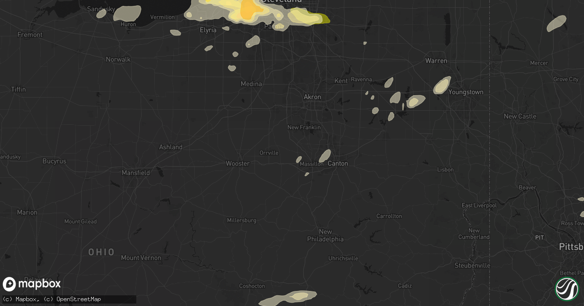 Hail map in North Lawrence, OH on August 22, 2026