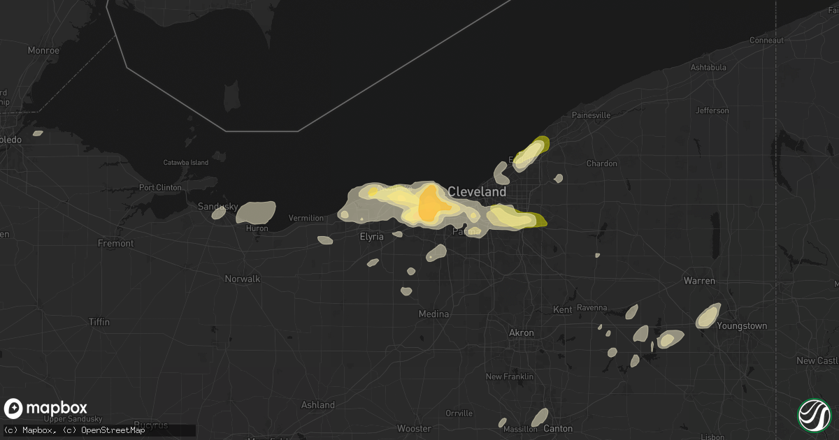 Hail map in North Olmsted, OH on August 22, 2026