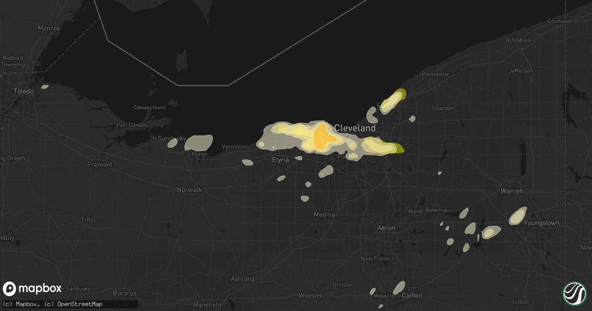 Hail map in North Ridgeville, OH on August 22, 2026