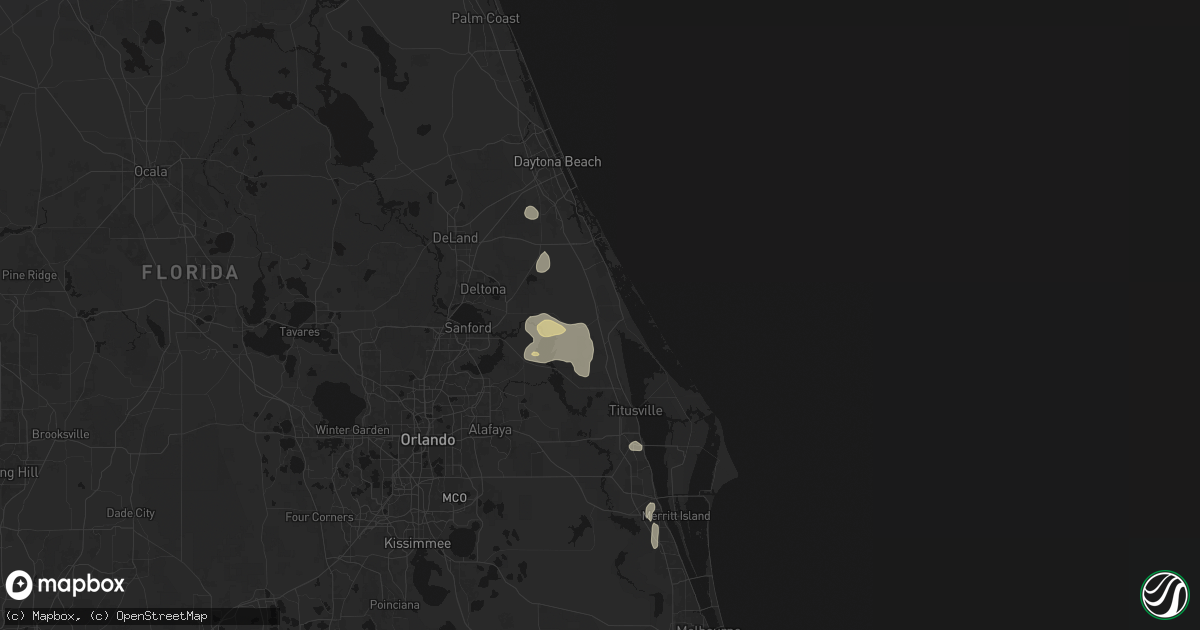 Hail map in Oak Hill, FL on August 22, 2026