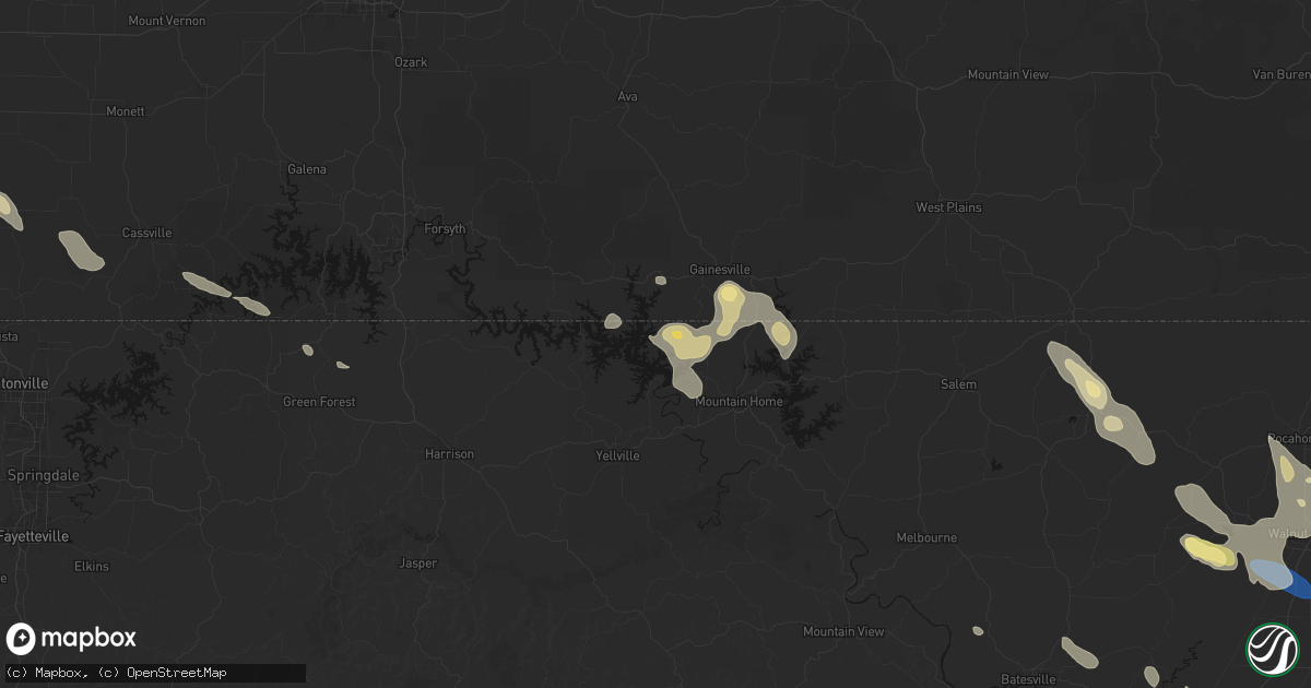 Hail map in Oakland, AR on August 22, 2026