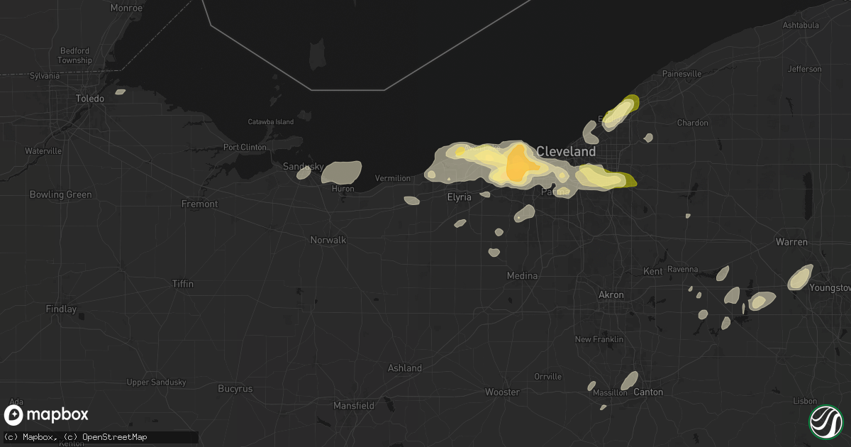 Hail map in Oberlin, OH on August 22, 2026