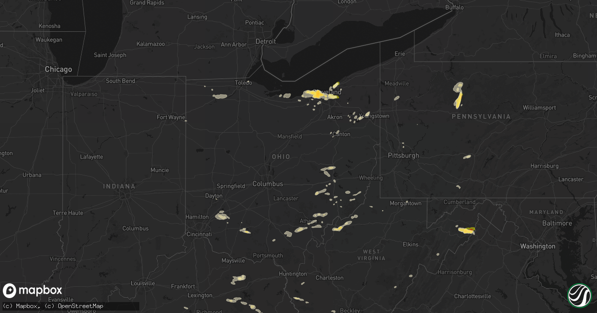 Hail map in Ohio on August 22, 2026