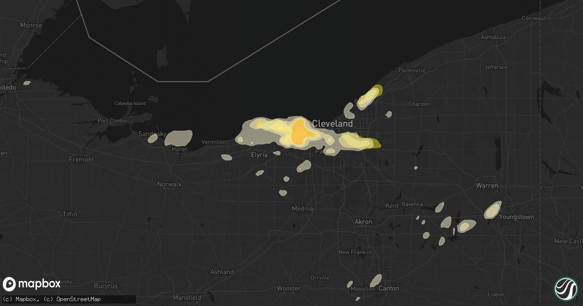 Hail map in Olmsted Falls, OH on August 22, 2026