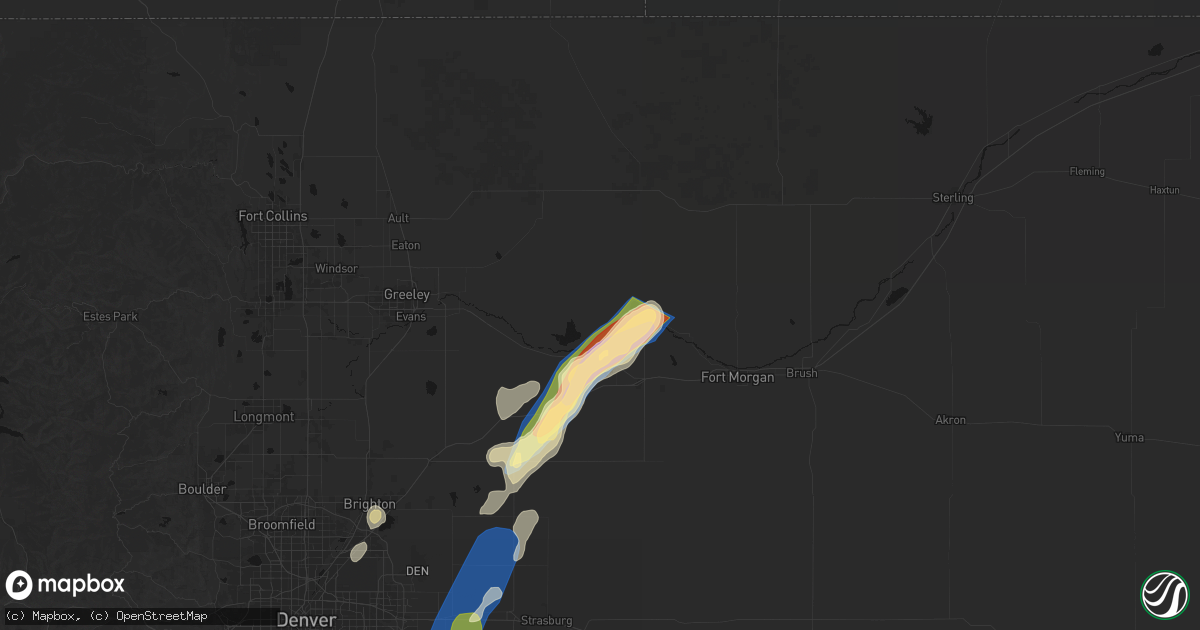 Hail map in Orchard, CO on August 22, 2026