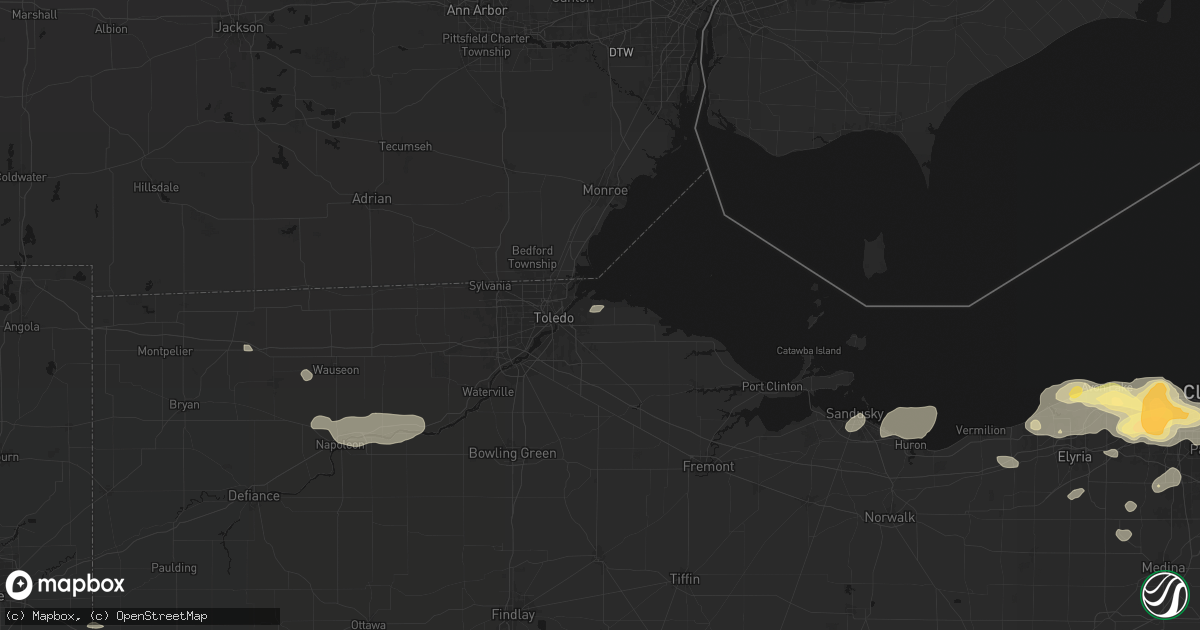 Hail map in Oregon, OH on August 22, 2026