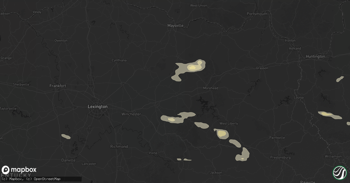 Hail map in Owingsville, KY on August 22, 2026