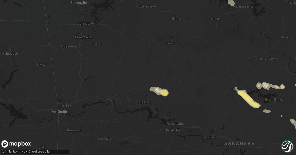 Hail map in Ozone, AR on August 22, 2026