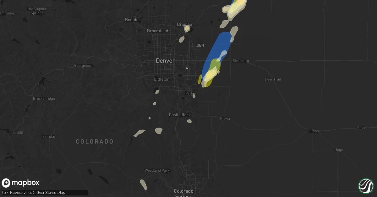 Hail map in Parker, CO on August 22, 2026