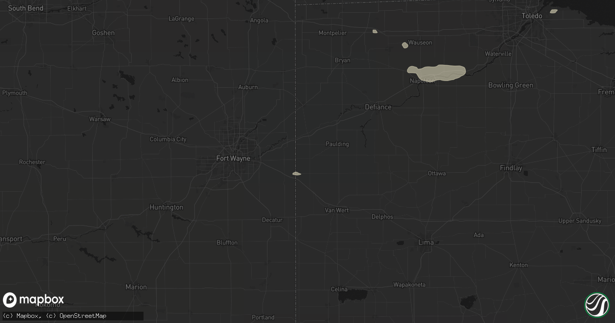 Hail map in Payne, OH on August 22, 2026