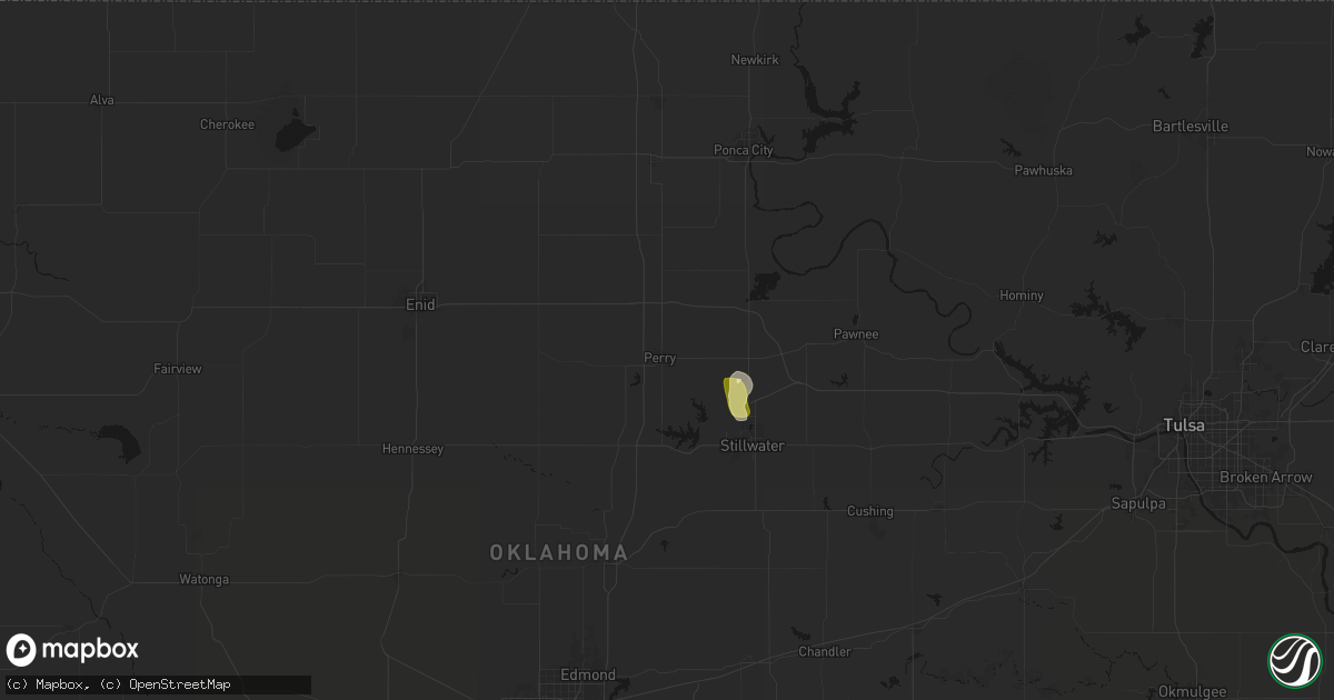 Hail map in Perry, OK on August 22, 2026