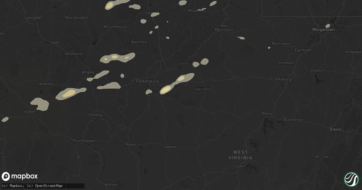 Hail map in Petroleum, WV on August 22, 2026