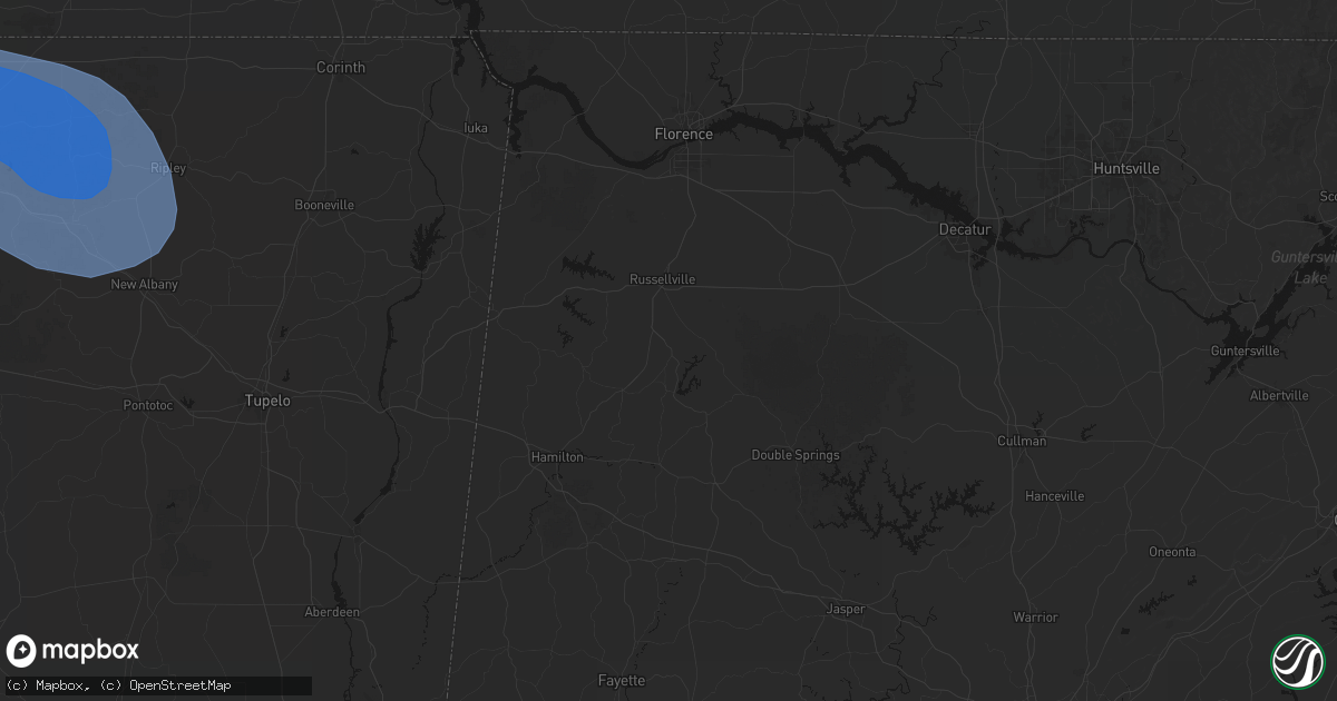 Hail map in Phil Campbell, AL on August 22, 2026