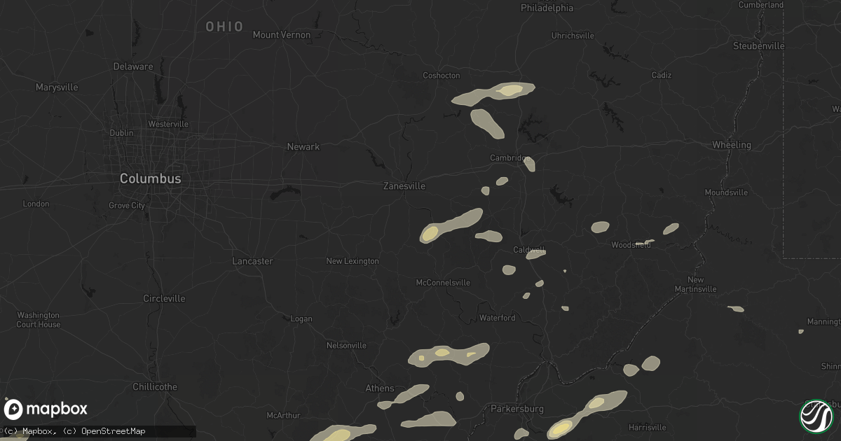 Hail map in Philo, OH on August 22, 2026