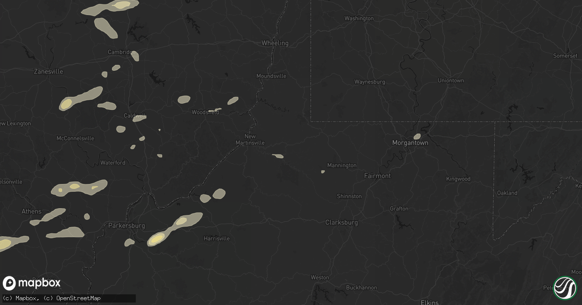 Hail map in Pine Grove, WV on August 22, 2026