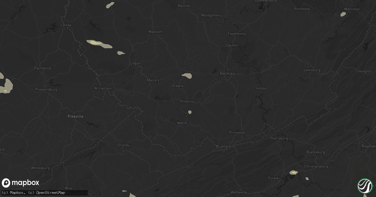 Hail map in Pineville, WV on August 22, 2026