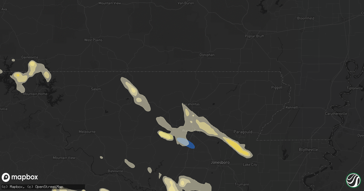 Hail map in Pocahontas, AR on August 22, 2026