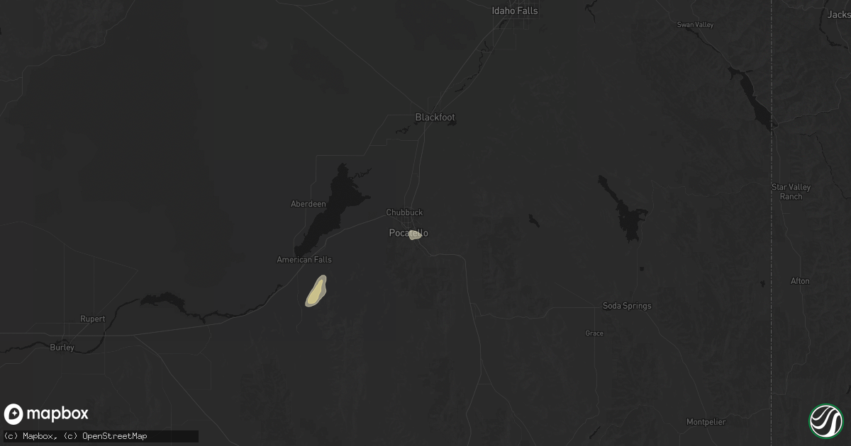 Hail map in Pocatello, ID on August 22, 2026