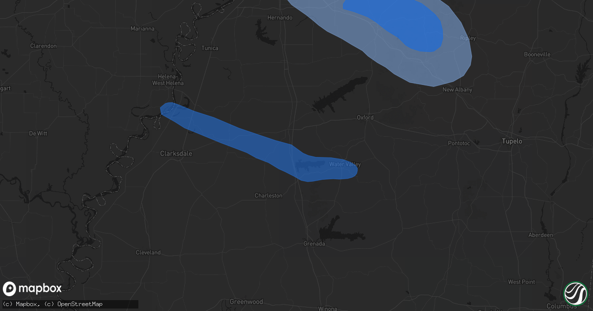 Hail map in Pope, MS on August 22, 2026