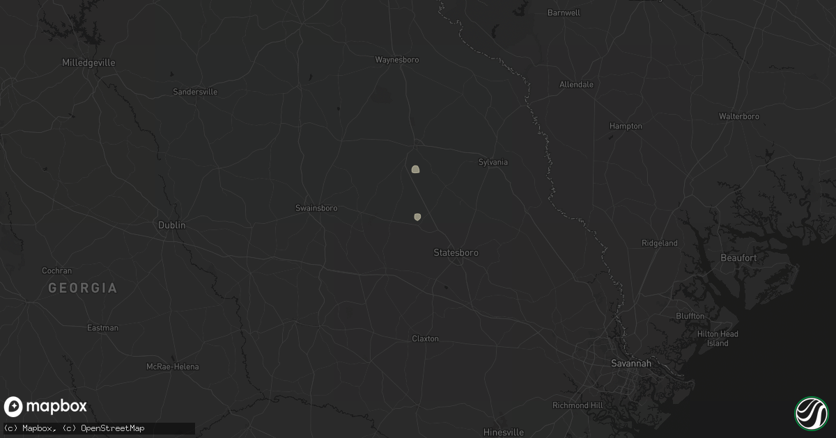 Hail map in Portal, GA on August 22, 2026