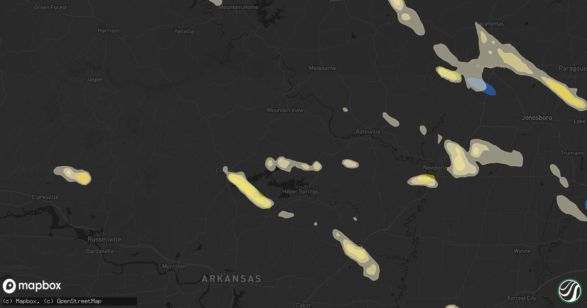 Hail map in Prim, AR on August 22, 2026