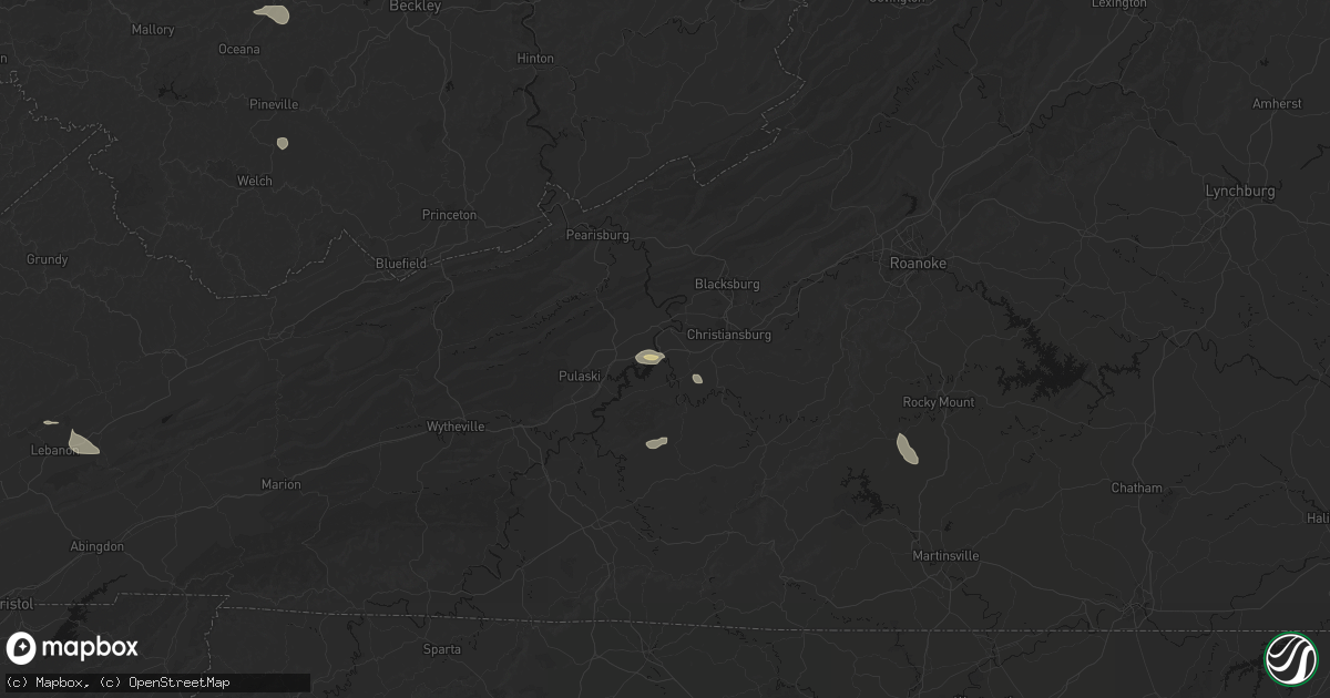 Hail map in Radford, VA on August 22, 2026