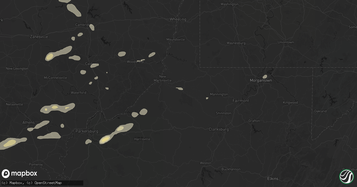 Hail map in Reader, WV on August 22, 2026