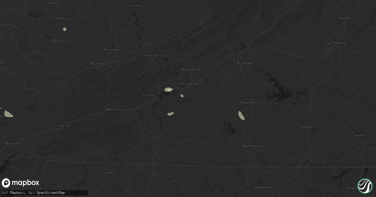 Hail map in Riner, VA on August 22, 2026
