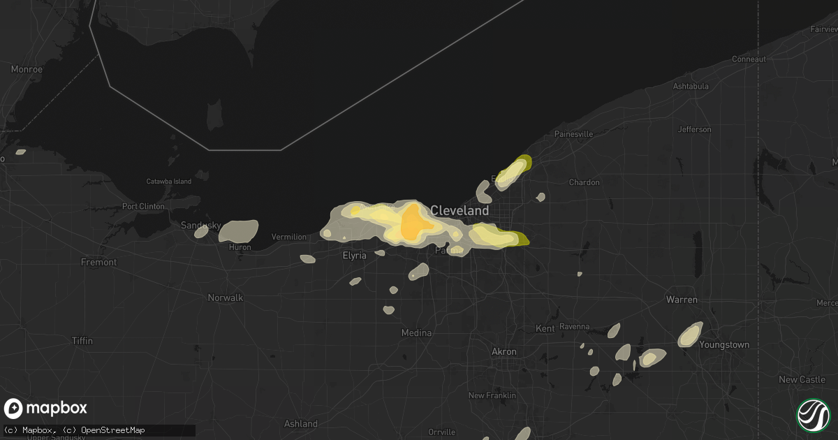 Hail map in Rocky River, OH on August 22, 2026