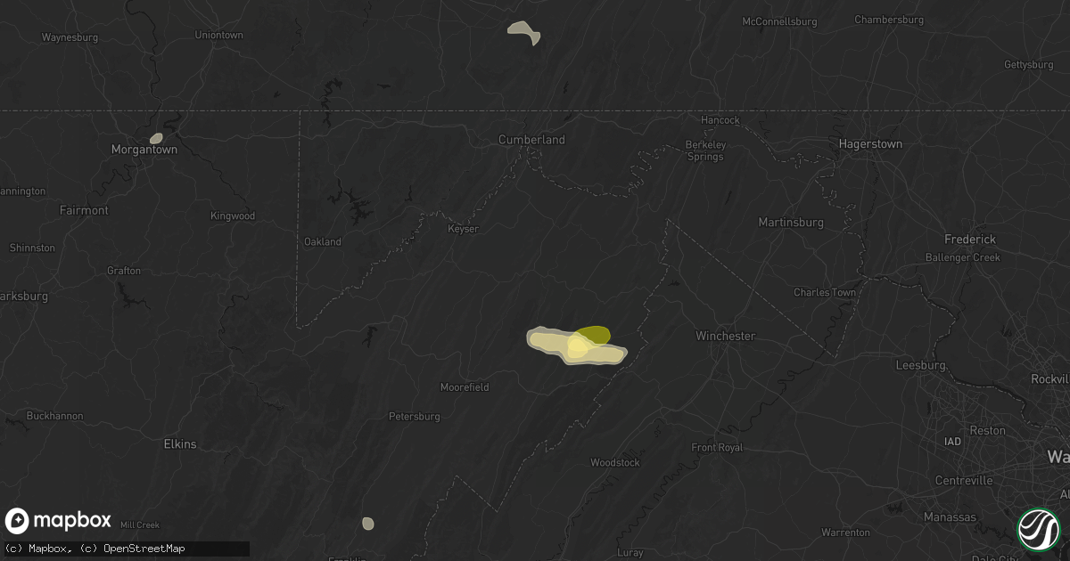 Hail map in Romney, WV on August 22, 2026