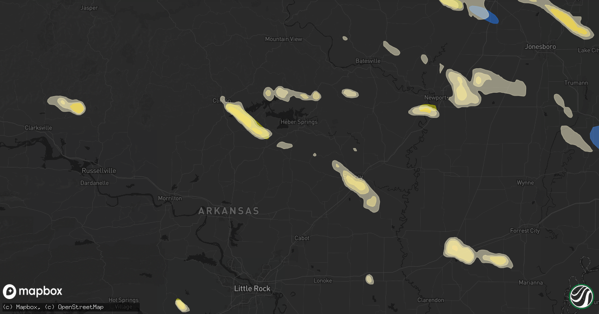 Hail map in Rose Bud, AR on August 22, 2026