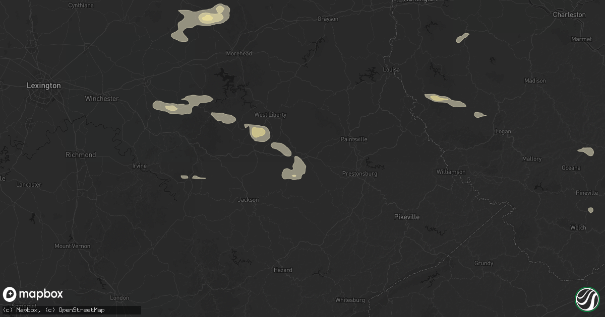 Hail map in Salyersville, KY on August 22, 2026