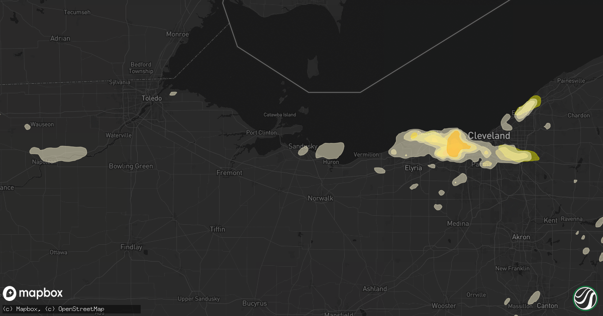 Hail map in Sandusky, OH on August 22, 2026
