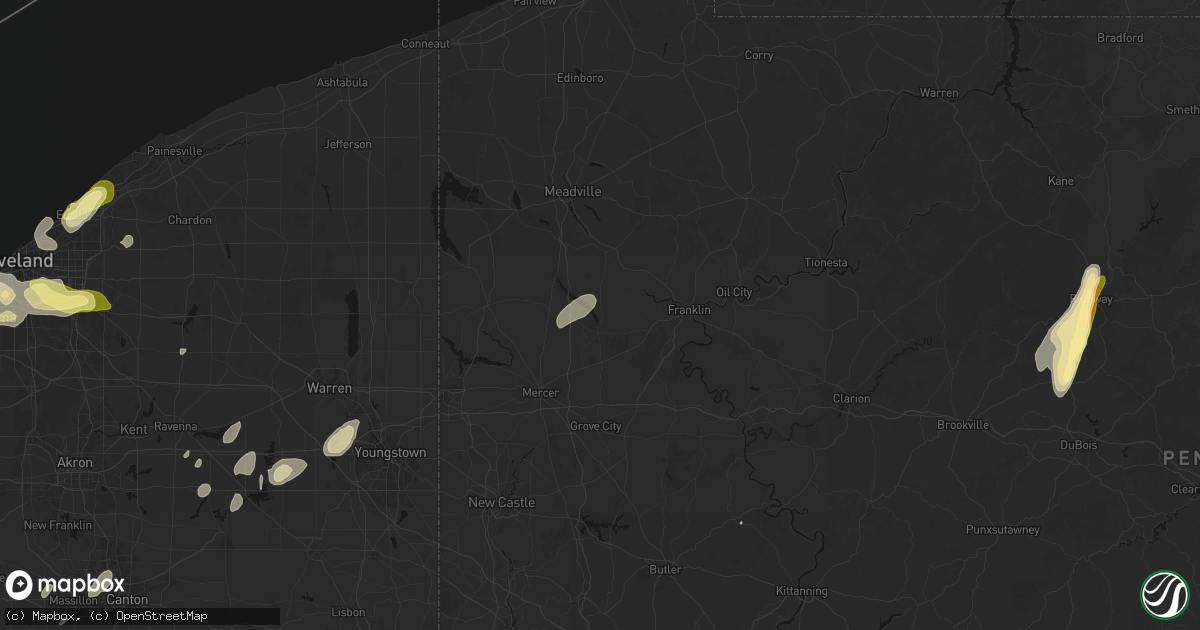 Hail map in Sandy Lake, PA on August 22, 2026