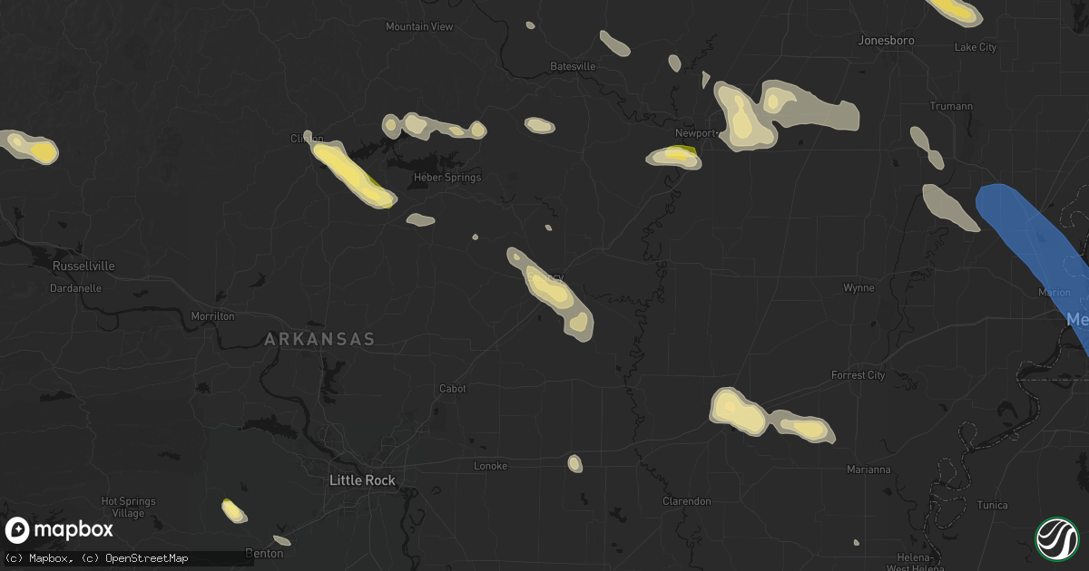 Hail map in Searcy, AR on August 22, 2026