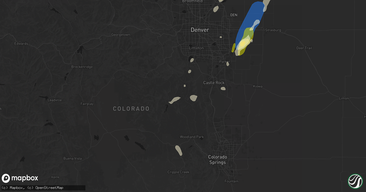 Hail map in Sedalia, CO on August 22, 2026