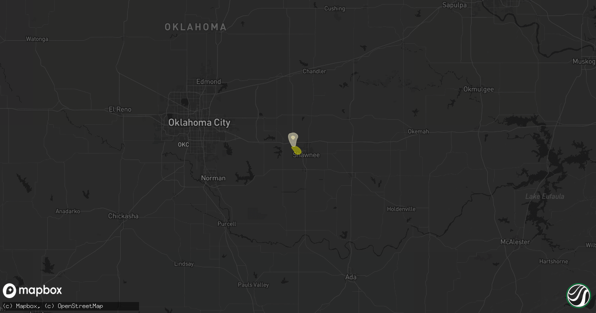 Hail map in Shawnee, OK on August 22, 2026
