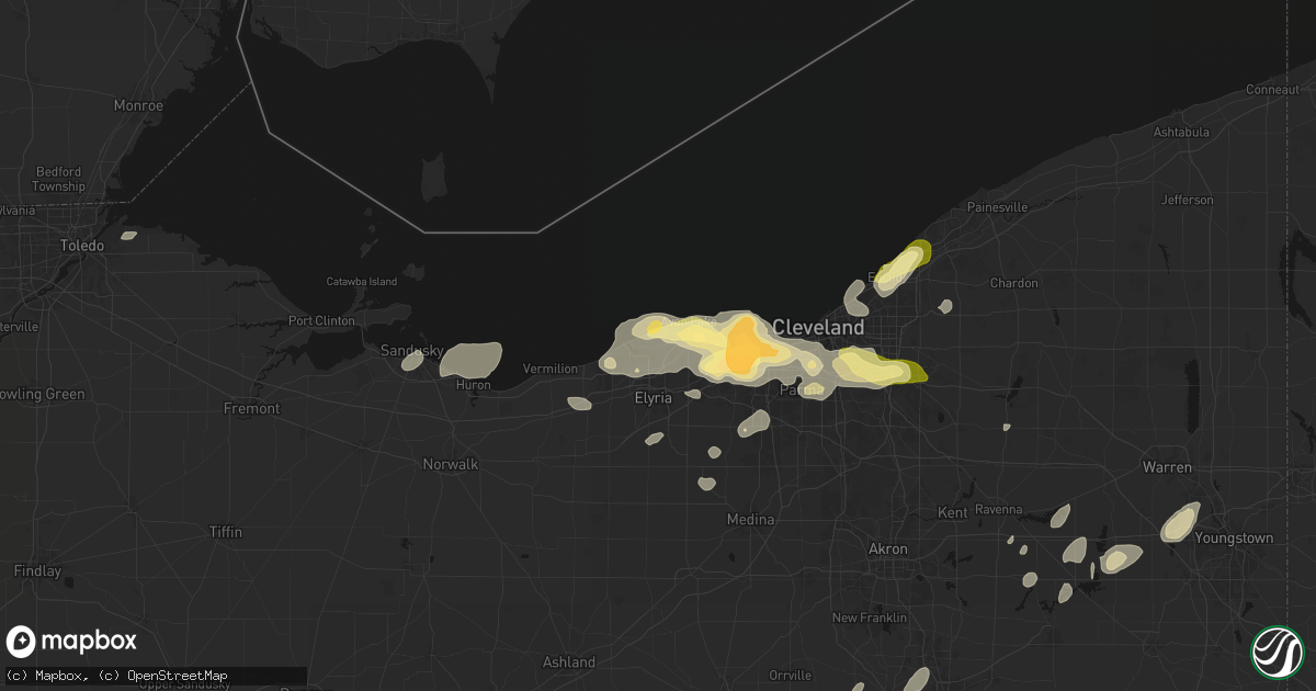 Hail map in Sheffield Lake, OH on August 22, 2026