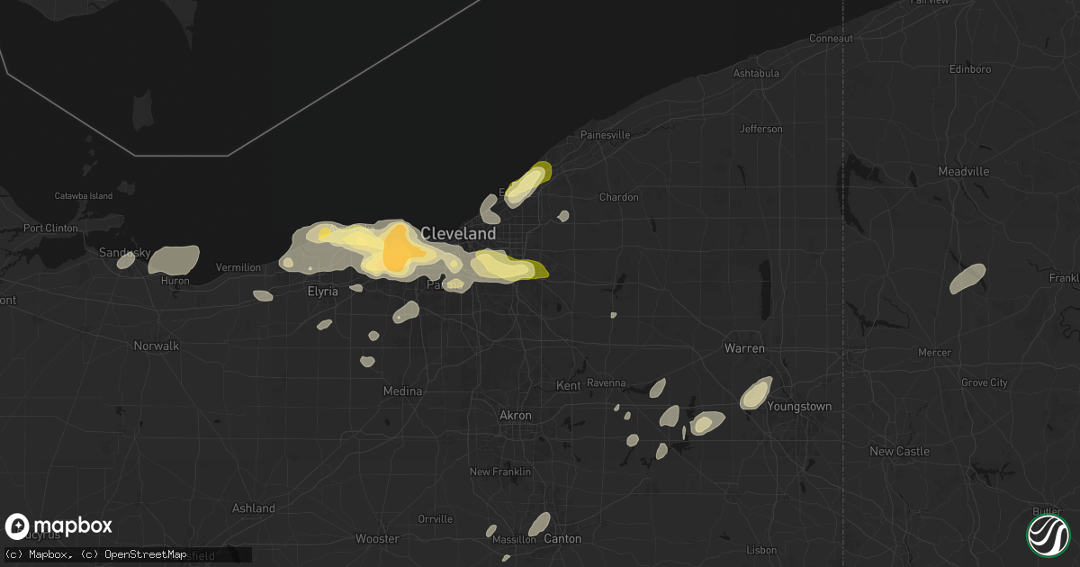 Hail map in Solon, OH on August 22, 2026