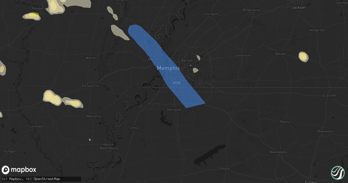 Hail map in Southaven, MS on August 22, 2026