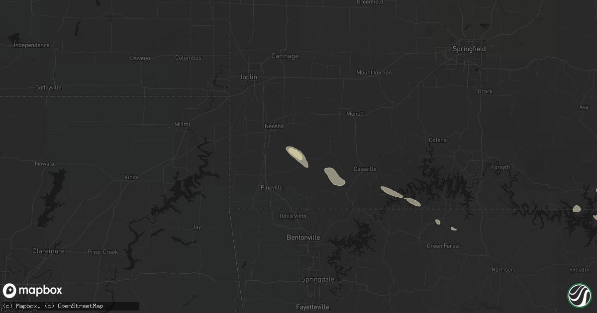 Hail map in Stella, MO on August 22, 2026