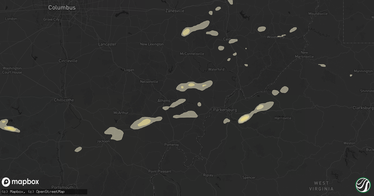 Hail map in Stewart, OH on August 22, 2026
